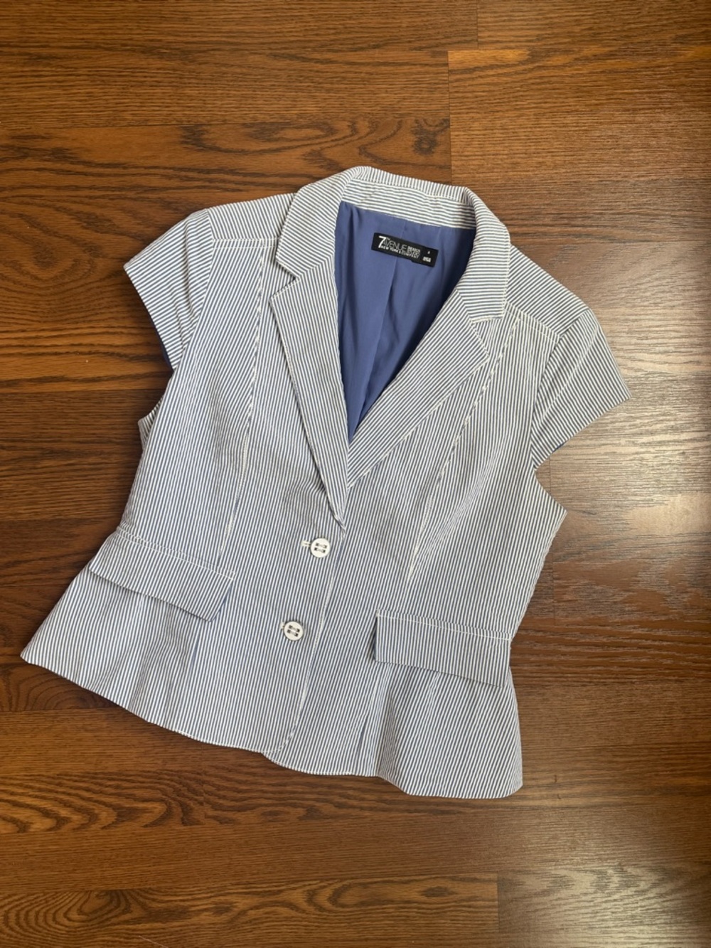7th Avenue Pinstripe Short-Sleeve Blazer
